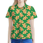 Cute Gingerbread Man Pattern Print Women's Polo Shirt