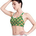 Cute Gingerbread Man Pattern Print Women's Sports Bra