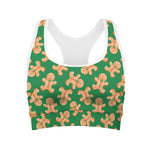 Cute Gingerbread Man Pattern Print Women's Sports Bra
