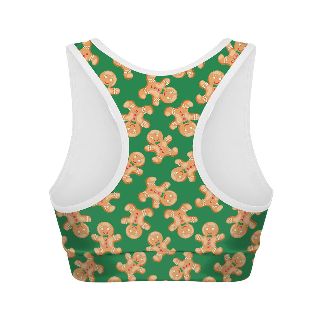 Cute Gingerbread Man Pattern Print Women's Sports Bra