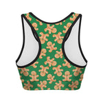 Cute Gingerbread Man Pattern Print Women's Sports Bra