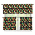 Cute Gingerbread Pattern Print 3 Piece Kitchen Curtains