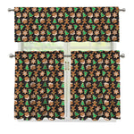 Cute Gingerbread Pattern Print 3 Piece Kitchen Curtains