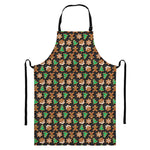 Cute Gingerbread Pattern Print Bib Apron With Pocket
