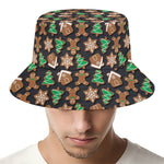 Cute Gingerbread Pattern Print Bucket Hat