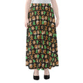 Cute Gingerbread Pattern Print Chiffon Maxi Skirt