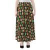 Cute Gingerbread Pattern Print Chiffon Maxi Skirt