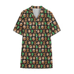 Cute Gingerbread Pattern Print Cotton Hawaiian Shirt
