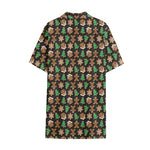 Cute Gingerbread Pattern Print Cotton Hawaiian Shirt