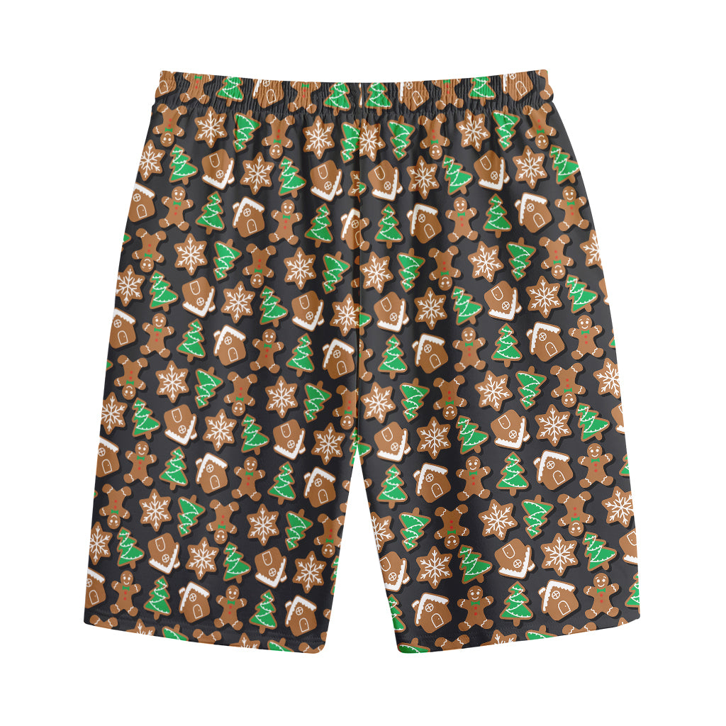 Cute Gingerbread Pattern Print Cotton Shorts