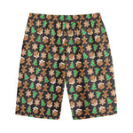 Cute Gingerbread Pattern Print Cotton Shorts