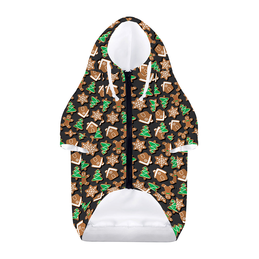 Cute Gingerbread Pattern Print Dog Zip Up Hoodie
