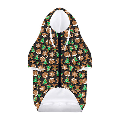 Cute Gingerbread Pattern Print Dog Zip Up Hoodie