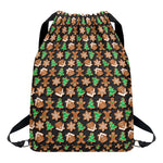 Cute Gingerbread Pattern Print Drawstring Backpack