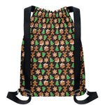 Cute Gingerbread Pattern Print Drawstring Backpack