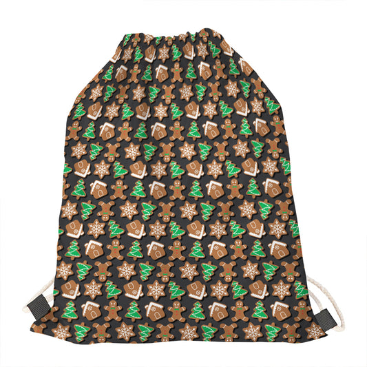 Cute Gingerbread Pattern Print Drawstring Bag