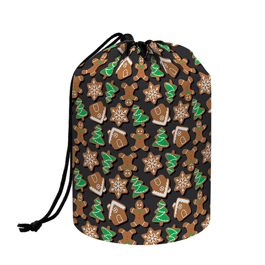 Cute Gingerbread Pattern Print Drawstring Makeup Bag