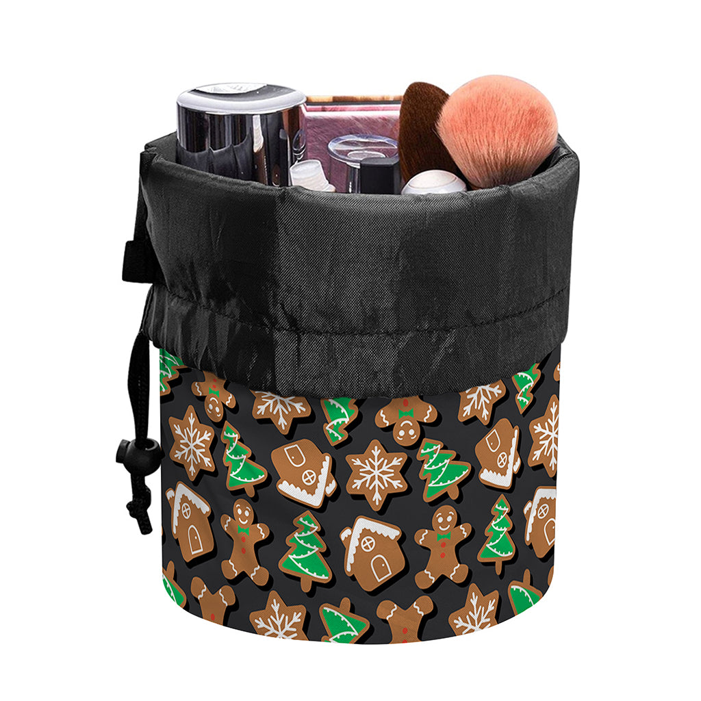 Cute Gingerbread Pattern Print Drawstring Makeup Bag