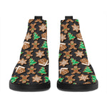 Cute Gingerbread Pattern Print Flat Ankle Boots