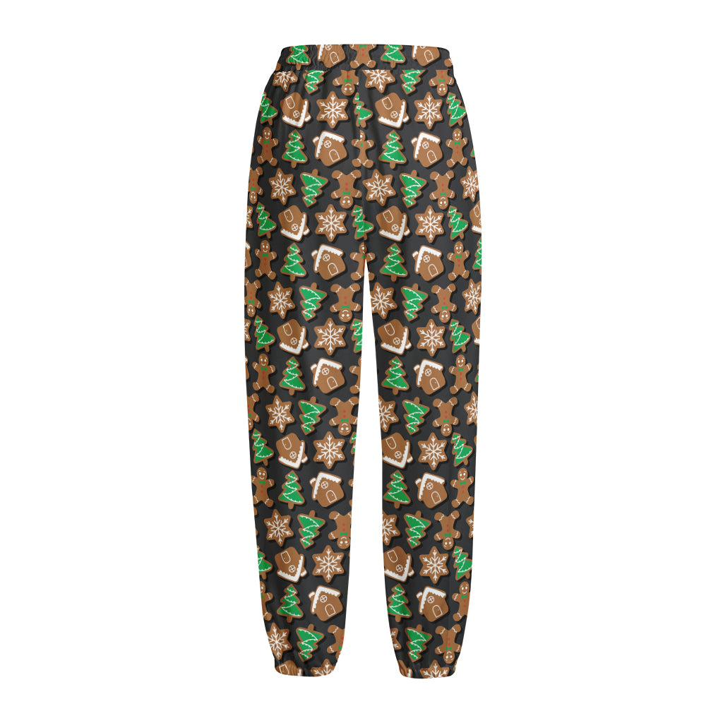 Cute Gingerbread Pattern Print Fleece Lined Knit Pants