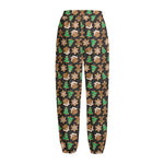 Cute Gingerbread Pattern Print Fleece Lined Knit Pants
