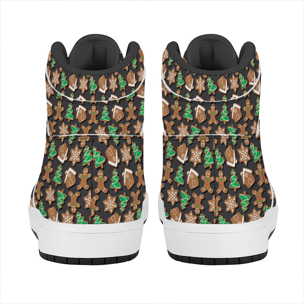 Cute Gingerbread Pattern Print High Top Leather Sneakers