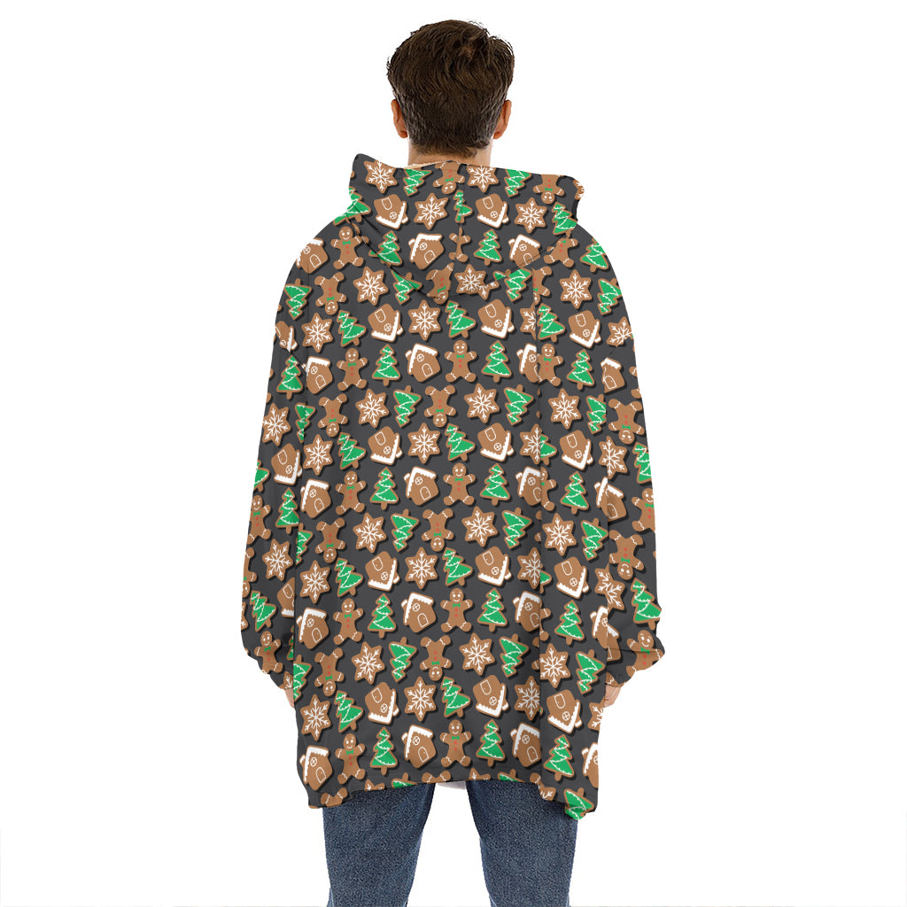 Cute Gingerbread Pattern Print Hoodie Blanket
