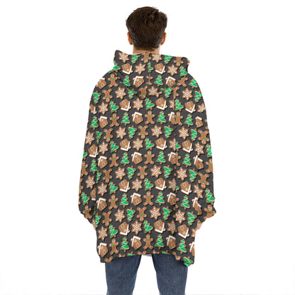 Cute Gingerbread Pattern Print Hoodie Blanket