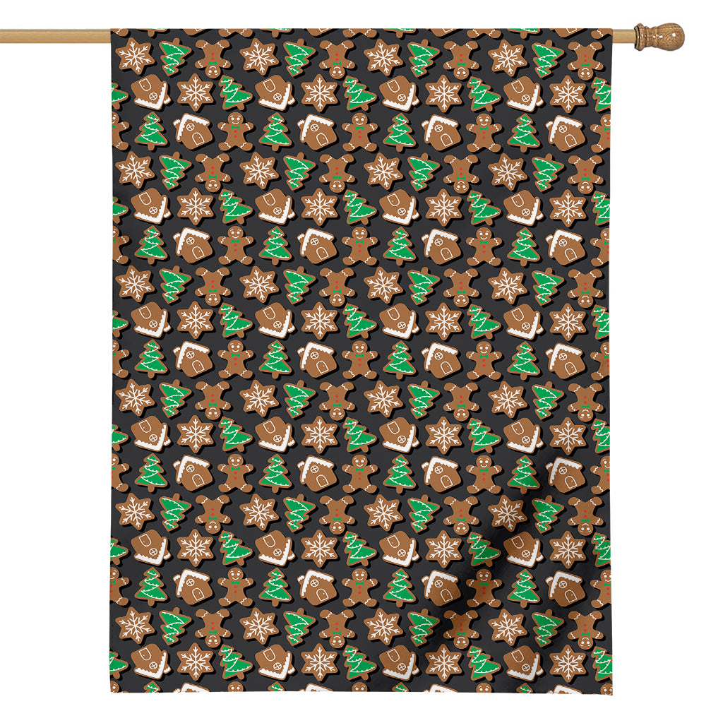 Cute Gingerbread Pattern Print House Flag