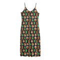 Cute Gingerbread Pattern Print Jersey Midi Cami Dress