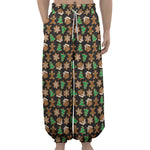 Cute Gingerbread Pattern Print Lantern Pants