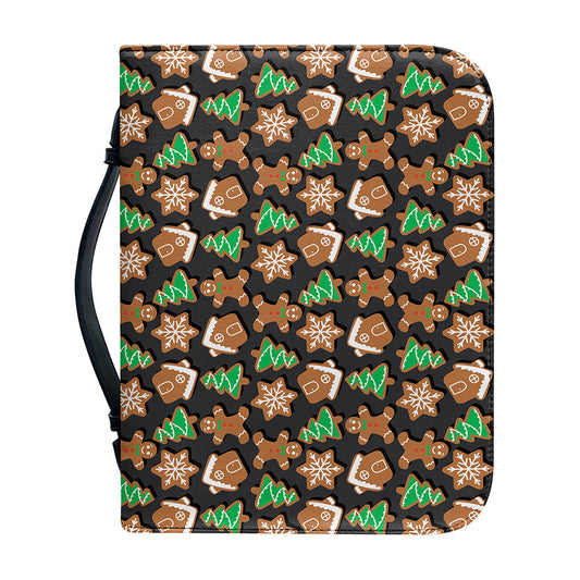 Cute Gingerbread Pattern Print Leather Bible Cover