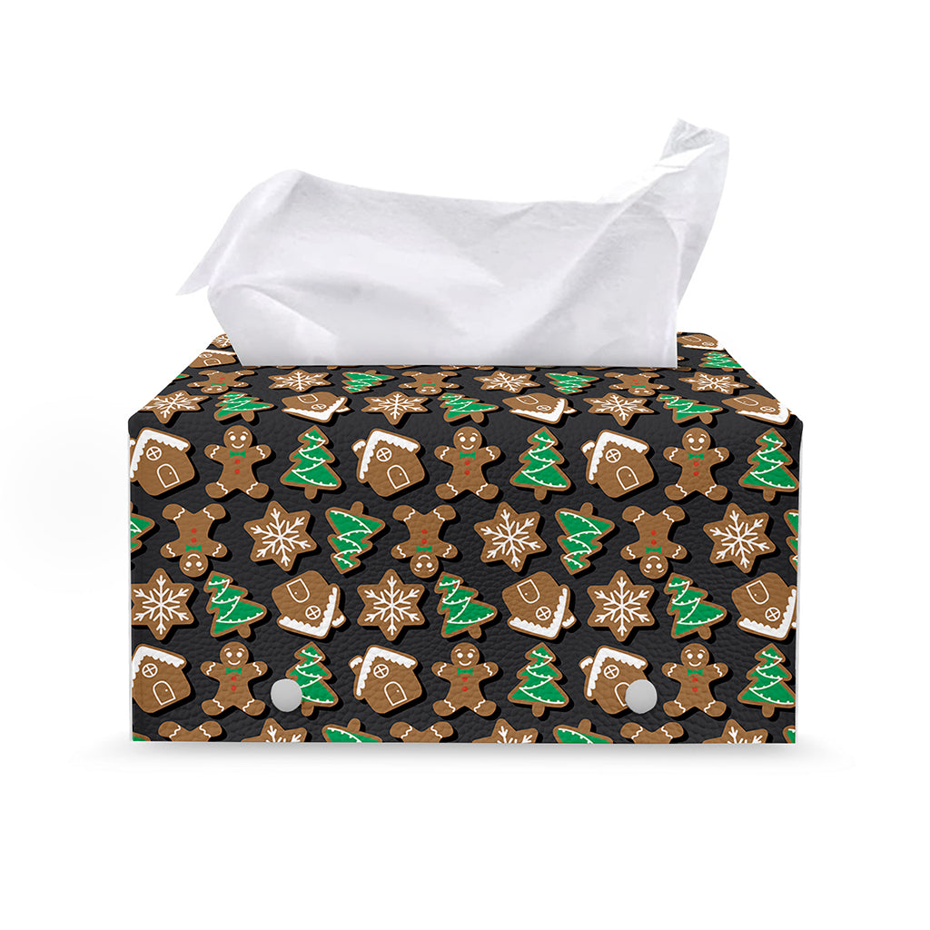 Cute Gingerbread Pattern Print Leather Tissue Box Cover