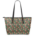 Cute Gingerbread Pattern Print Leather Tote Bag With Zipper