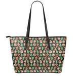 Cute Gingerbread Pattern Print Leather Tote Bag