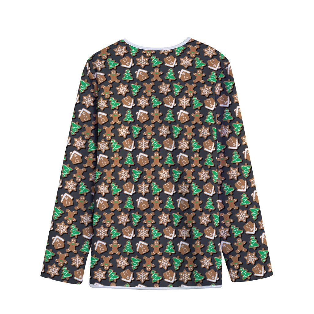 Cute Gingerbread Pattern Print Long Sleeve Short Coat