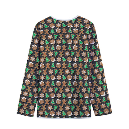 Cute Gingerbread Pattern Print Long Sleeve Short Coat