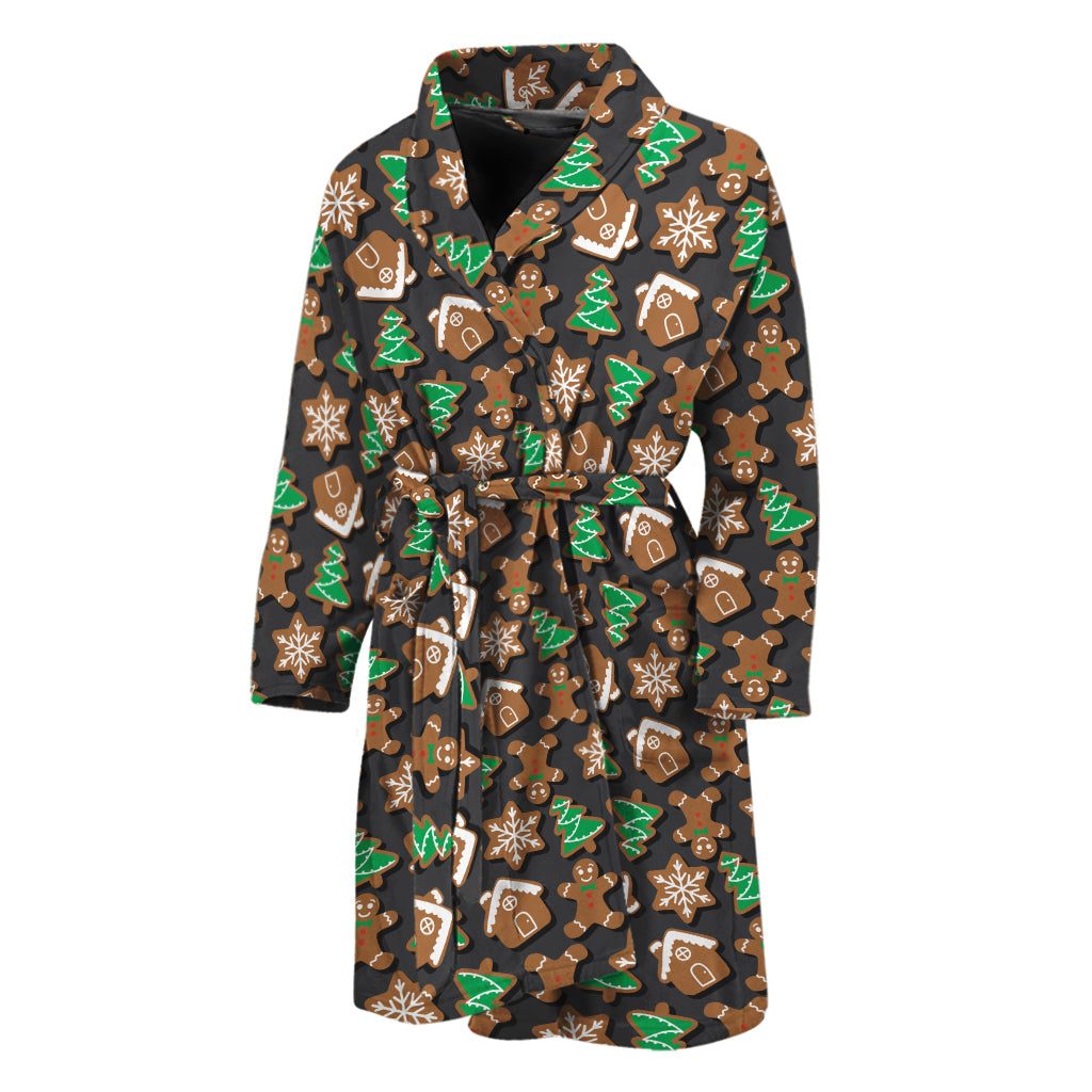 Cute Gingerbread Pattern Print Men's Bathrobe