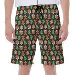 Cute Gingerbread Pattern Print Men's Beach Shorts