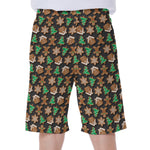 Cute Gingerbread Pattern Print Men's Beach Shorts
