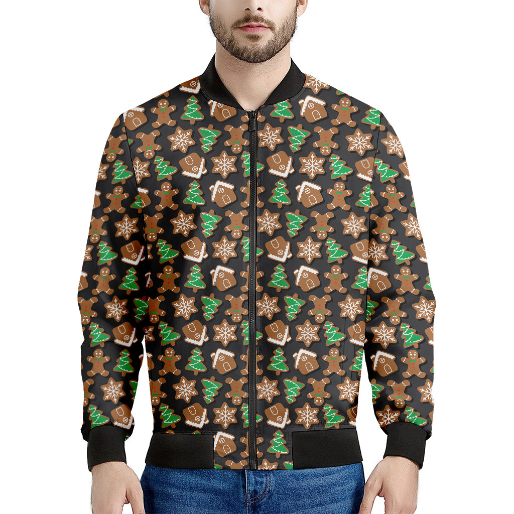 Cute Gingerbread Pattern Print Men's Bomber Jacket