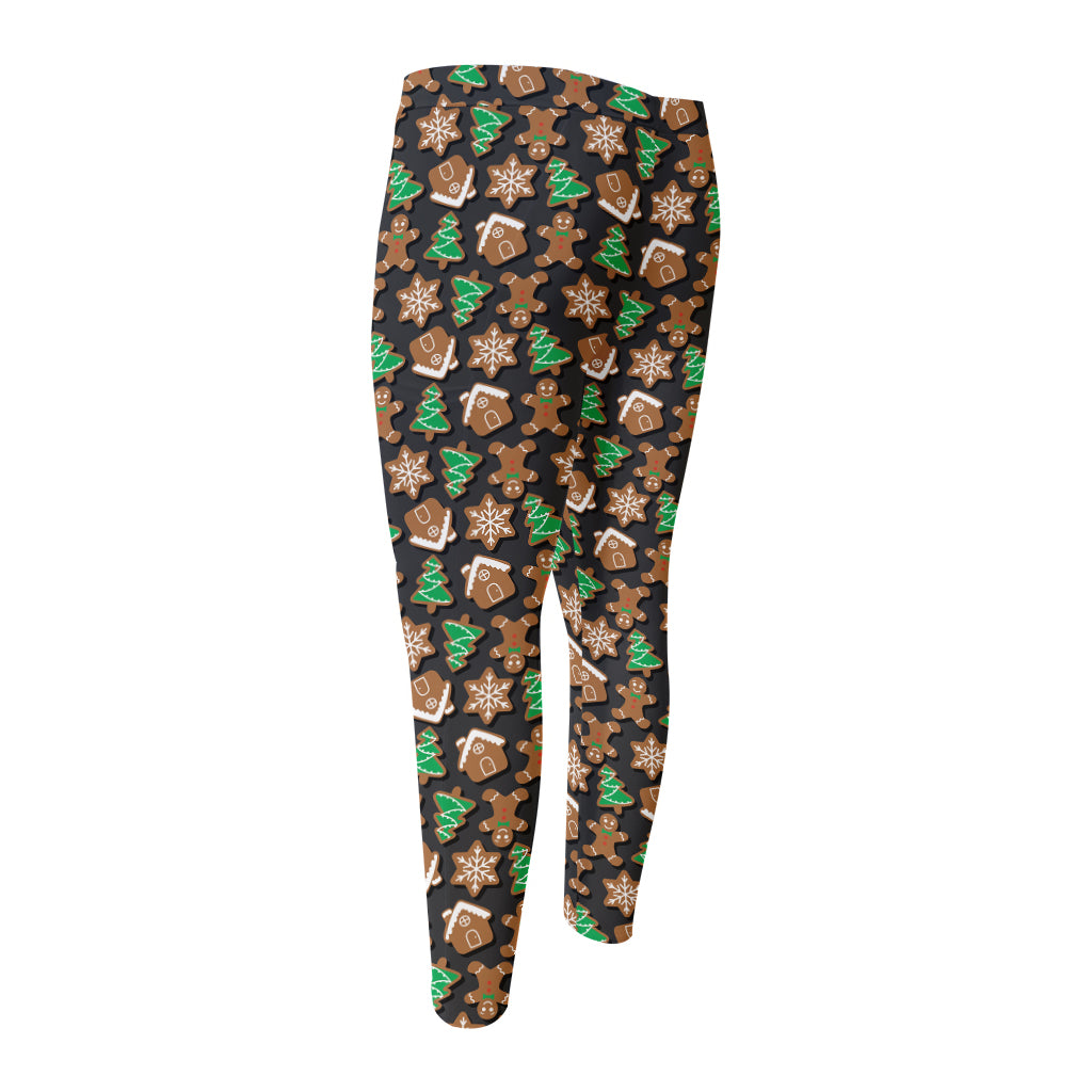 Cute Gingerbread Pattern Print Men's Compression Pants