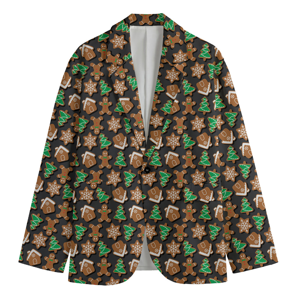 Cute Gingerbread Pattern Print Men's Cotton Blazer