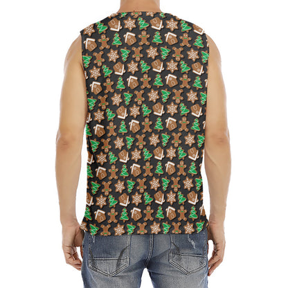 Cute Gingerbread Pattern Print Men's Fitness Tank Top