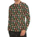 Cute Gingerbread Pattern Print Men's Long Sleeve Rash Guard