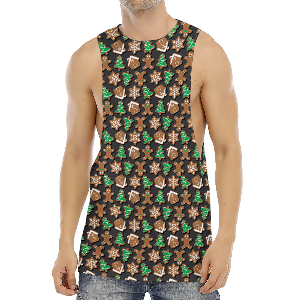 Cute Gingerbread Pattern Print Men's Muscle Tank Top