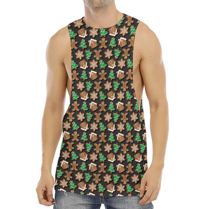 Cute Gingerbread Pattern Print Men's Muscle Tank Top