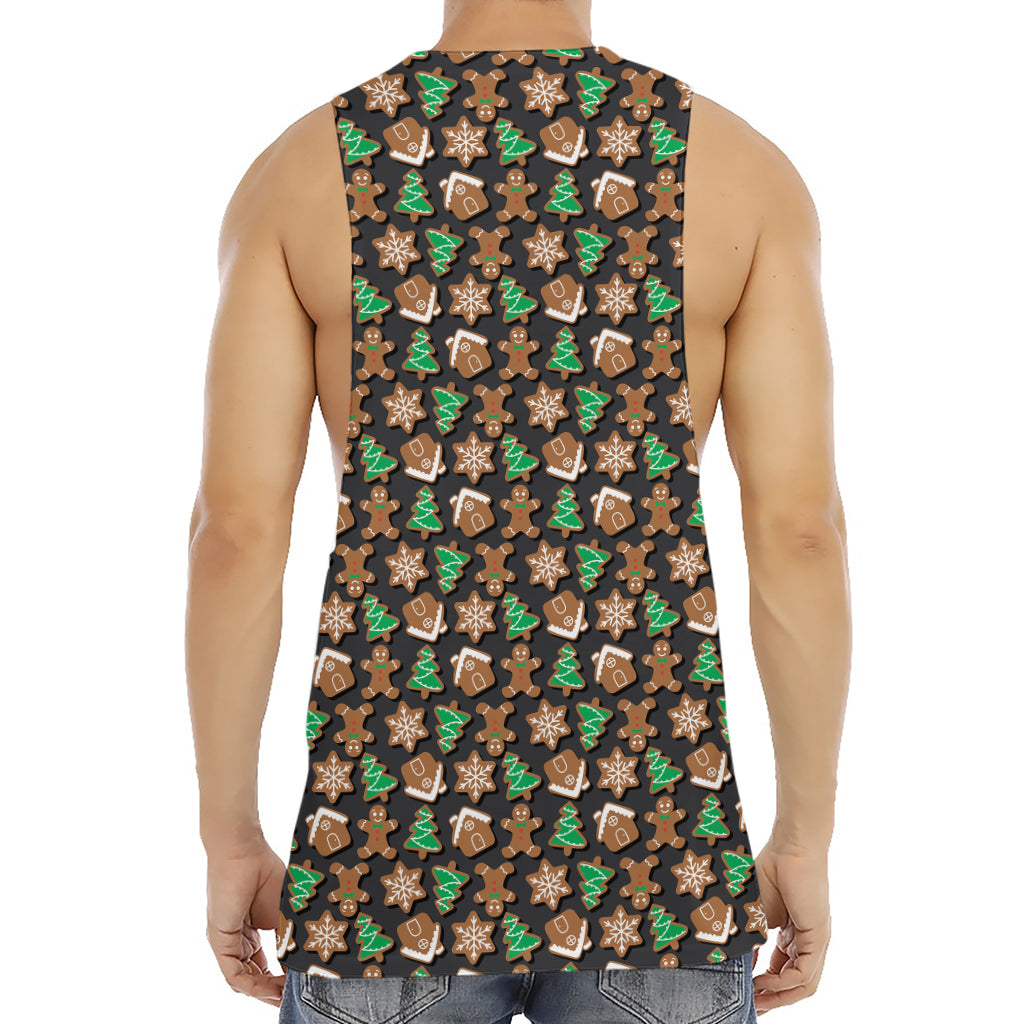 Cute Gingerbread Pattern Print Men's Muscle Tank Top
