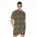Cute Gingerbread Pattern Print Men's Romper