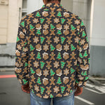 Cute Gingerbread Pattern Print Men's Shirt Jacket